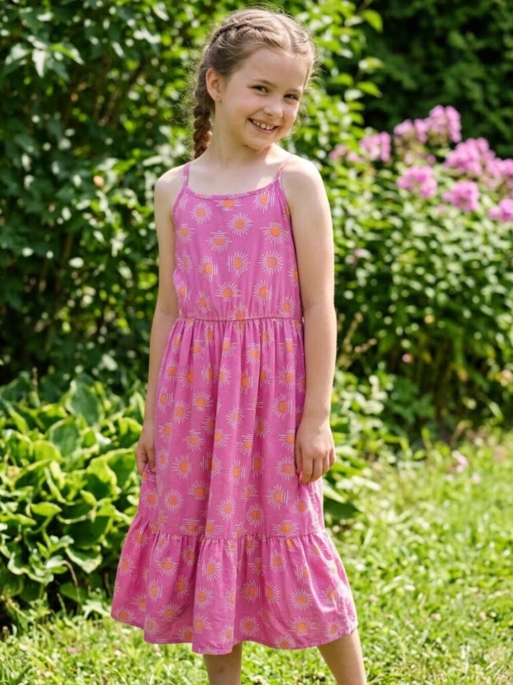 Wrangler Girls' Sunburst Print Sleeveless Midi Dress Size M